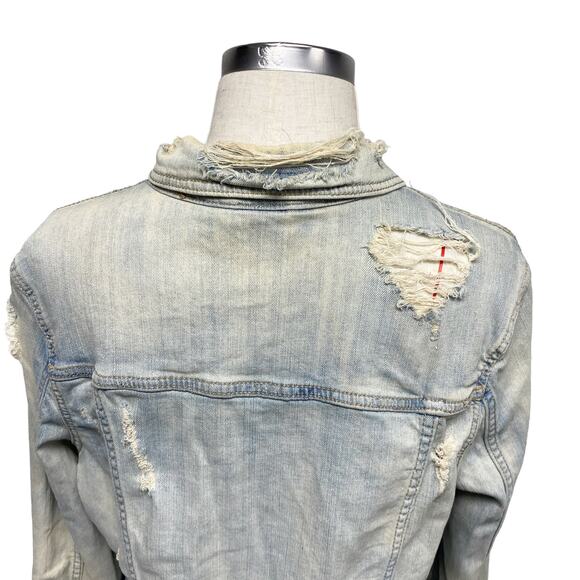 Aeropostale Womens Size L Distressed Denim Button Up Jacket - Picture 8 of 9